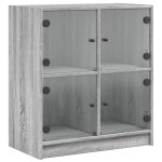 vidaXL Dulap lateral cu uși din sticlă, gri sonoma, 68x37x75,5 cm vidaXL Dulap lateral cu uși din sticlă, gri sonoma, 68x37x75,5 cm