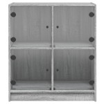 vidaXL Dulap lateral cu uși din sticlă, gri sonoma, 68x37x75,5 cm vidaXL Dulap lateral cu uși din sticlă, gri sonoma, 68x37x75,5 cm