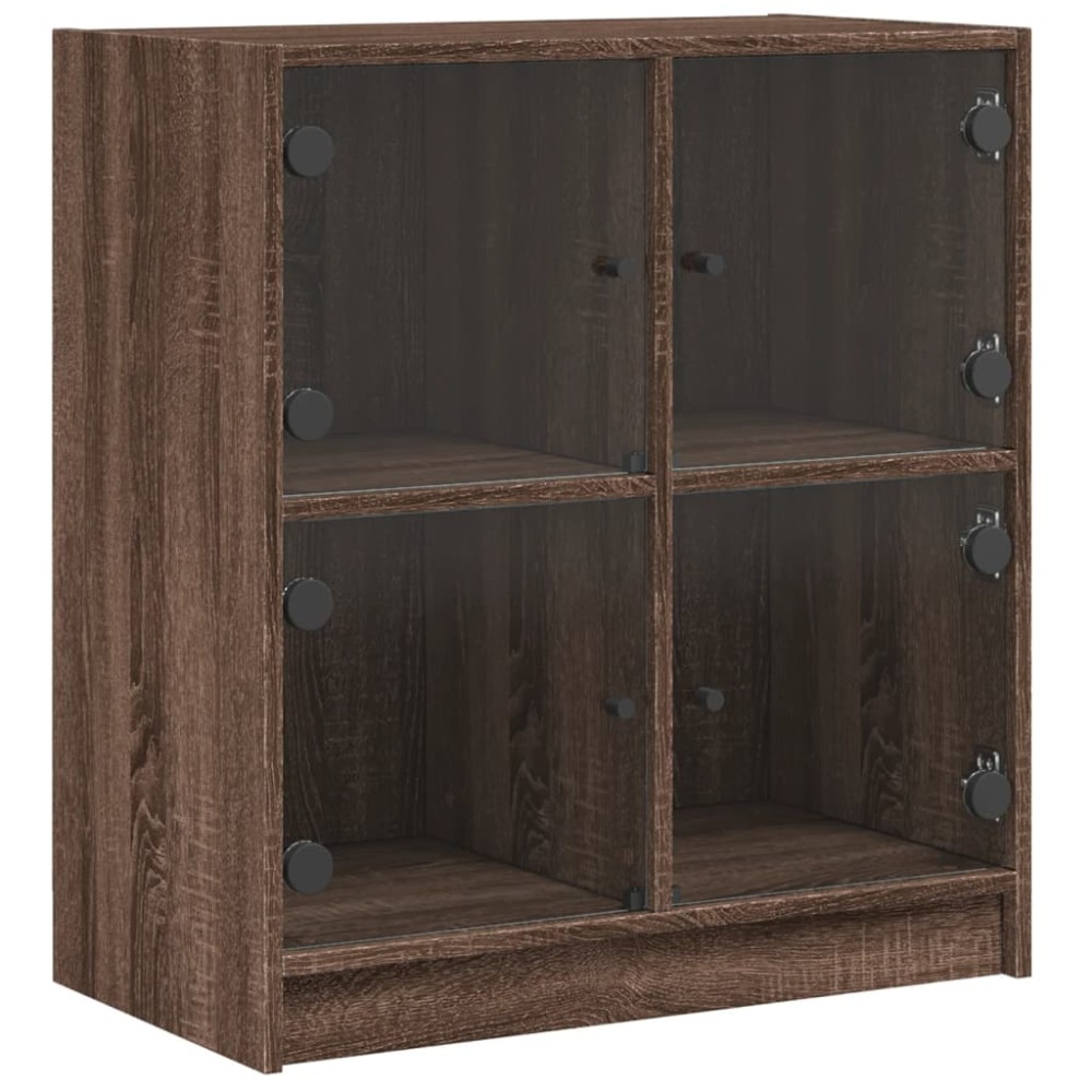 vidaXL Dulap lateral cu uși din sticlă, stejar maro, 68x37x75,5 cm
