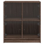vidaXL Dulap lateral cu uși din sticlă, stejar maro, 68x37x75,5 cm vidaXL Dulap lateral cu uși din sticlă, stejar maro, 68x37x75,5 cm