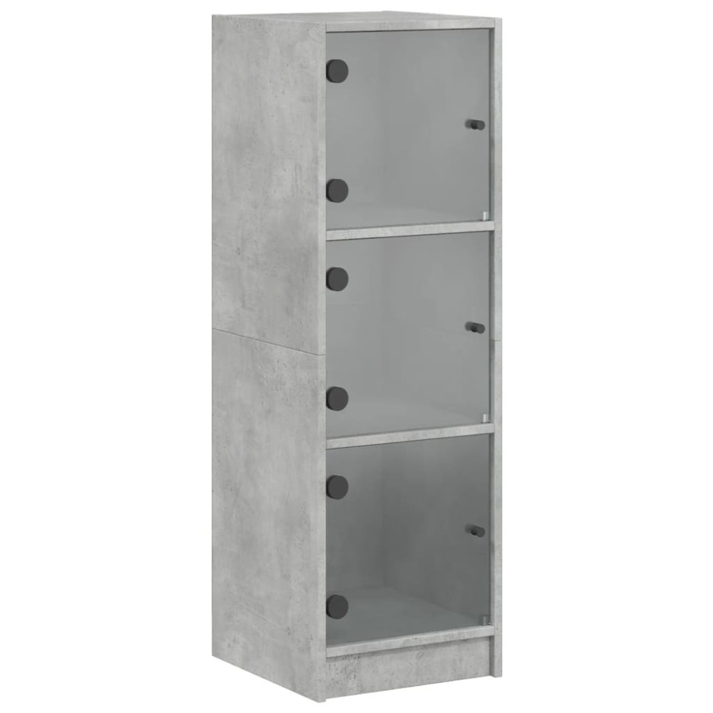 vidaXL Dulap cu uși din sticlă, gri beton, 35x37x109 cm