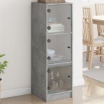 vidaXL Dulap cu uși din sticlă, gri beton, 35x37x109 cm vidaXL Dulap cu uși din sticlă, gri beton, 35x37x109 cm