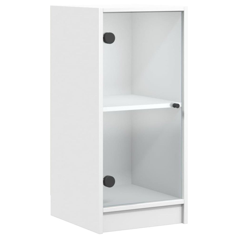 vidaXL Dulap lateral cu uși din sticlă, alb, 35x37x75,5 cm