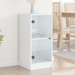vidaXL Dulap lateral cu uși din sticlă, alb, 35x37x75,5 cm vidaXL Dulap lateral cu uși din sticlă, alb, 35x37x75,5 cm
