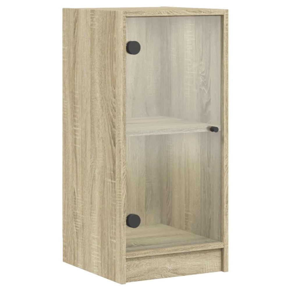 vidaXL Dulap lateral cu uși din sticlă, stejar sonoma, 35x37x75,5 cm