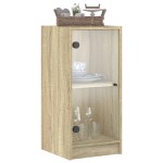 vidaXL Dulap lateral cu uși din sticlă, stejar sonoma, 35x37x75,5 cm vidaXL Dulap lateral cu uși din sticlă, stejar sonoma, 35x37x75,5 cm