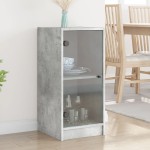 vidaXL Dulap lateral cu uși din sticlă, gri beton, 35x37x75,5 cm vidaXL Dulap lateral cu uși din sticlă, gri beton, 35x37x75,5 cm