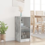vidaXL Dulap lateral cu uși din sticlă, gri beton, 35x37x75,5 cm vidaXL Dulap lateral cu uși din sticlă, gri beton, 35x37x75,5 cm