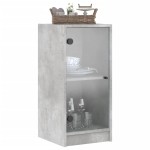 vidaXL Dulap lateral cu uși din sticlă, gri beton, 35x37x75,5 cm vidaXL Dulap lateral cu uși din sticlă, gri beton, 35x37x75,5 cm
