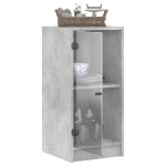 vidaXL Dulap lateral cu uși din sticlă, gri beton, 35x37x75,5 cm vidaXL Dulap lateral cu uși din sticlă, gri beton, 35x37x75,5 cm