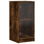 vidaXL Dulap lateral cu uși din sticlă, stejar fumuriu, 35x37x75,5 cm vidaXL Dulap lateral cu uși din sticlă, stejar fumuriu, 35x37x75,5 cm