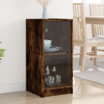 vidaXL Dulap lateral cu uși din sticlă, stejar fumuriu, 35x37x75,5 cm vidaXL Dulap lateral cu uși din sticlă, stejar fumuriu, 35x37x75,5 cm