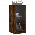 vidaXL Dulap lateral cu uși din sticlă, stejar fumuriu, 35x37x75,5 cm vidaXL Dulap lateral cu uși din sticlă, stejar fumuriu, 35x37x75,5 cm