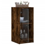 vidaXL Dulap lateral cu uși din sticlă, stejar fumuriu, 35x37x75,5 cm vidaXL Dulap lateral cu uși din sticlă, stejar fumuriu, 35x37x75,5 cm