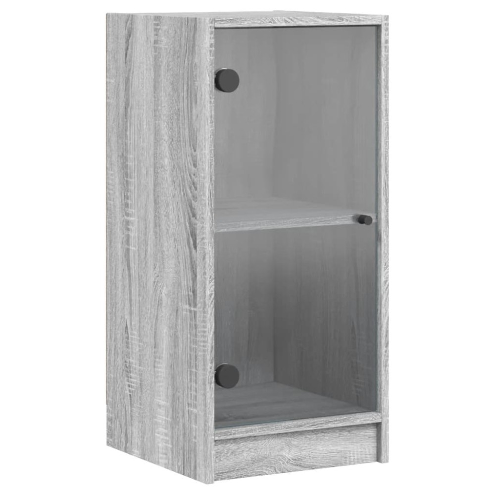 vidaXL Dulap lateral cu uși din sticlă, gri sonoma, 35x37x75,5 cm