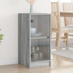 vidaXL Dulap lateral cu uși din sticlă, gri sonoma, 35x37x75,5 cm vidaXL Dulap lateral cu uși din sticlă, gri sonoma, 35x37x75,5 cm