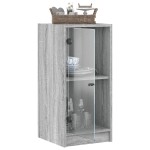 vidaXL Dulap lateral cu uși din sticlă, gri sonoma, 35x37x75,5 cm vidaXL Dulap lateral cu uși din sticlă, gri sonoma, 35x37x75,5 cm