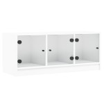 vidaXL Comodă TV cu uși din sticlă, alb, 102x37x42 cm vidaXL Comodă TV cu uși din sticlă, alb, 102x37x42 cm