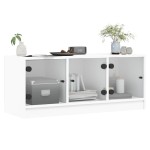 vidaXL Comodă TV cu uși din sticlă, alb, 102x37x42 cm vidaXL Comodă TV cu uși din sticlă, alb, 102x37x42 cm