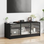 vidaXL Comodă TV cu uși din sticlă, negru, 102x37x42 cm vidaXL Comodă TV cu uși din sticlă, negru, 102x37x42 cm