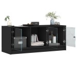 vidaXL Comodă TV cu uși din sticlă, negru, 102x37x42 cm vidaXL Comodă TV cu uși din sticlă, negru, 102x37x42 cm