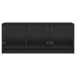 vidaXL Comodă TV cu uși din sticlă, negru, 102x37x42 cm vidaXL Comodă TV cu uși din sticlă, negru, 102x37x42 cm