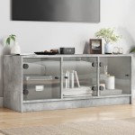 vidaXL Comodă TV cu uși din sticlă, gri beton, 102x37x42 cm vidaXL Comodă TV cu uși din sticlă, gri beton, 102x37x42 cm
