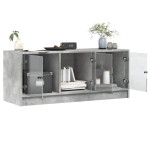 vidaXL Comodă TV cu uși din sticlă, gri beton, 102x37x42 cm vidaXL Comodă TV cu uși din sticlă, gri beton, 102x37x42 cm