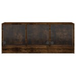 vidaXL Comodă TV cu uși din sticlă, stejar fumuriu, 102x37x42 cm