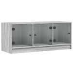 vidaXL Comodă TV cu uși din sticlă, gri sonoma, 102x37x42 cm vidaXL Comodă TV cu uși din sticlă, gri sonoma, 102x37x42 cm