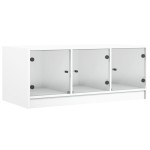 vidaXL Măsuță de cafea cu uși din sticlă, alb, 102x50x42 cm vidaXL Măsuță de cafea cu uși din sticlă, alb, 102x50x42 cm