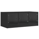 vidaXL Măsuță de cafea cu uși din sticlă, negru, 102x50x42 cm vidaXL Măsuță de cafea cu uși din sticlă, negru, 102x50x42 cm
