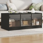 vidaXL Măsuță de cafea cu uși din sticlă, negru, 102x50x42 cm vidaXL Măsuță de cafea cu uși din sticlă, negru, 102x50x42 cm