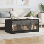 vidaXL Măsuță de cafea cu uși din sticlă, negru, 102x50x42 cm vidaXL Măsuță de cafea cu uși din sticlă, negru, 102x50x42 cm