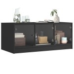 vidaXL Măsuță de cafea cu uși din sticlă, negru, 102x50x42 cm vidaXL Măsuță de cafea cu uși din sticlă, negru, 102x50x42 cm