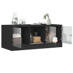 vidaXL Măsuță de cafea cu uși din sticlă, negru, 102x50x42 cm vidaXL Măsuță de cafea cu uși din sticlă, negru, 102x50x42 cm
