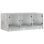 vidaXL Măsuță de cafea cu uși din sticlă, gri beton, 102x50x42 cm vidaXL Măsuță de cafea cu uși din sticlă, gri beton, 102x50x42 cm