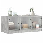 vidaXL Măsuță de cafea cu uși din sticlă, gri beton, 102x50x42 cm vidaXL Măsuță de cafea cu uși din sticlă, gri beton, 102x50x42 cm