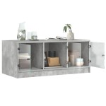 vidaXL Măsuță de cafea cu uși din sticlă, gri beton, 102x50x42 cm vidaXL Măsuță de cafea cu uși din sticlă, gri beton, 102x50x42 cm