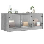 vidaXL Măsuță de cafea cu uși din sticlă, gri sonoma, 102x50x42 cm vidaXL Măsuță de cafea cu uși din sticlă, gri sonoma, 102x50x42 cm