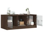 vidaXL Măsuță de cafea cu uși din sticlă, stejar maro, 102x50x42 cm vidaXL Măsuță de cafea cu uși din sticlă, stejar maro, 102x50x42 cm