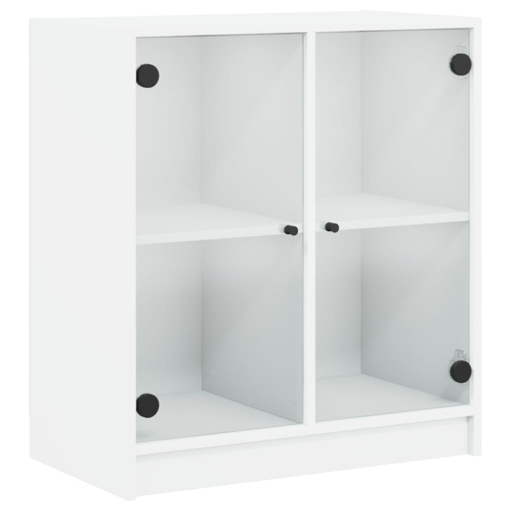 vidaXL Dulap lateral cu uși din sticlă, alb, 68x37x75,5 cm