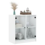 vidaXL Dulap lateral cu uși din sticlă, alb, 68x37x75,5 cm