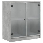 vidaXL Dulap lateral cu uși din sticlă, gri beton, 68x37x75,5 cm vidaXL Dulap lateral cu uși din sticlă, gri beton, 68x37x75,5 cm