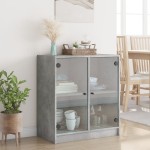vidaXL Dulap lateral cu uși din sticlă, gri beton, 68x37x75,5 cm vidaXL Dulap lateral cu uși din sticlă, gri beton, 68x37x75,5 cm