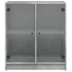 vidaXL Dulap lateral cu uși din sticlă, gri beton, 68x37x75,5 cm vidaXL Dulap lateral cu uși din sticlă, gri beton, 68x37x75,5 cm