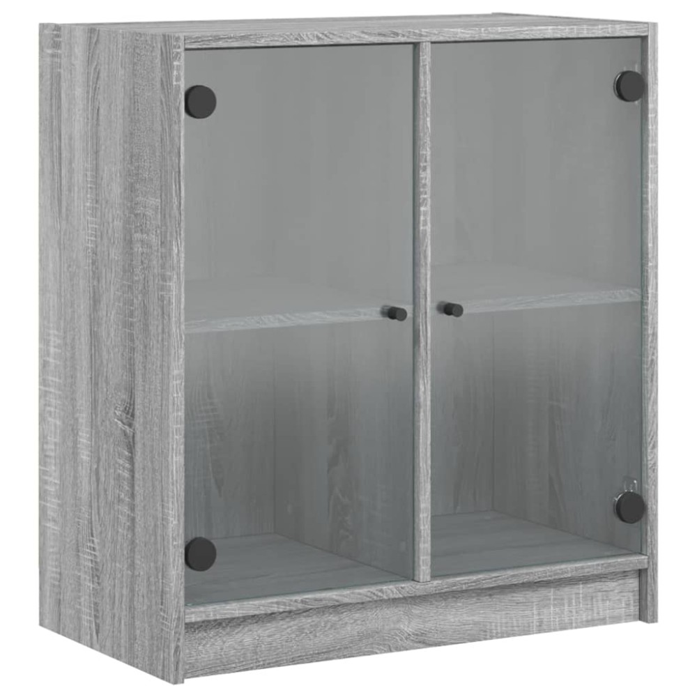vidaXL Dulap lateral cu uși din sticlă, gri sonoma, 68x37x75,5 cm