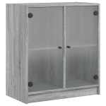 vidaXL Dulap lateral cu uși din sticlă, gri sonoma, 68x37x75,5 cm vidaXL Dulap lateral cu uși din sticlă, gri sonoma, 68x37x75,5 cm