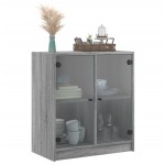 vidaXL Dulap lateral cu uși din sticlă, gri sonoma, 68x37x75,5 cm vidaXL Dulap lateral cu uși din sticlă, gri sonoma, 68x37x75,5 cm