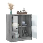 vidaXL Dulap lateral cu uși din sticlă, gri sonoma, 68x37x75,5 cm vidaXL Dulap lateral cu uși din sticlă, gri sonoma, 68x37x75,5 cm